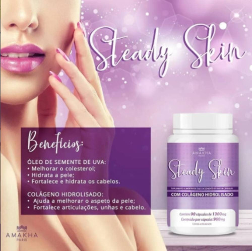 Steady Skin - 90 Cápsulas Suplemento Alimentar Amakha Paris