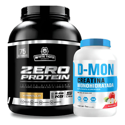 Proteína Zero Carbs Iso Witer Tiger 2.2kg + Creatina D-mon 1kg Sabor Vainilla - Manzana | Meses sin interés