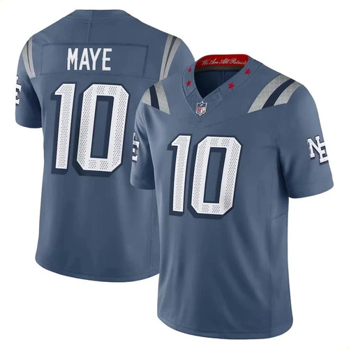 Patriots Maye #10 Camisa Azul Juvenil Bordada