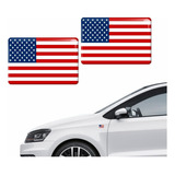 Par Adesivo Resinado Carro Bandeira Estados Unidos Eua Usa Cor Padrão
