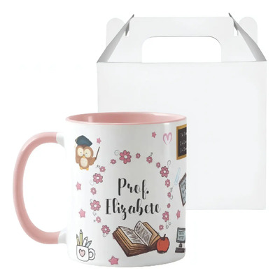 Caneca Para Dia Dos Professores Com Nome E Agradecimento Rosa Escolar