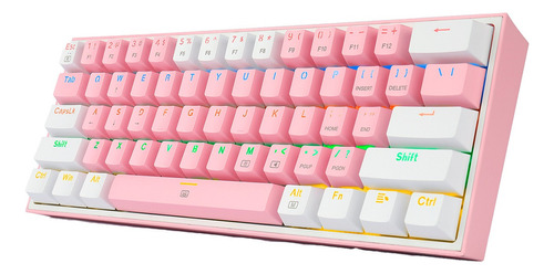 Teclado Gamer Redragon Fizz Rainbow K617r Rosa/blanco Inglés