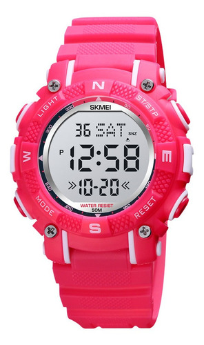 Reloj Niños Niñas Skmei 1613 Digital Alarma Cronometro Rgb Color De La Malla Fucsia