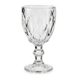 Jogo C/6 Taças Jantar Diamante Vidro Champagne Festa Glass Vinho Cristal 300ml Casa Laura Enxovais