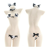 Conjunto De Mini Sosten Con Estampado De Vaca Kawaii Sexy