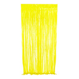 Cortina Metalizada Decorativa Festa Amarelo Neon 1x2m