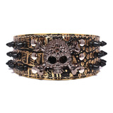 Collar Perro Calavera Puntas Redondas 3xl Dorado Mascan