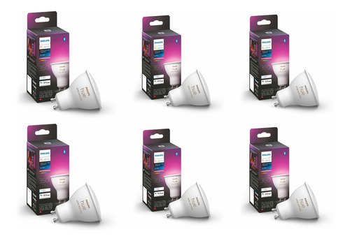 6 Pack Philips Hue Gu10 White&color Ambience Bt