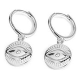 Huggie Hoop Evil Eye Cz Disc Pendientes Drop Hobres Pendient