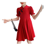 Vestido De Manga Corta Para Niños, Rojo, A La Moda, Agradabl