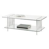 Mesa Centro Cristal Metal Decorativo Moderno 40 Cm Alto