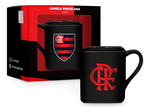 Caneca Do  Flamengo De Porcelana Quadrada Oficial Com Caixa