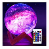 Lámpara Luna Galaxia 3d 16 Colores Recargable Rgb + Control