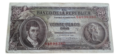 Colombia 50 Pesos Oro  2 De Enero De 1965