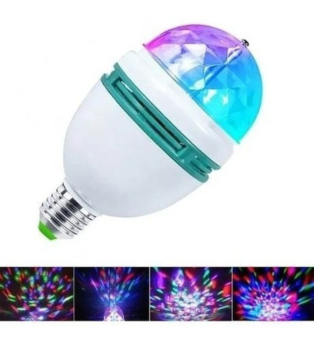 Ampolleta Rgb Led Estilo Bola Giratoria E27 Para Fiestas