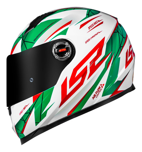 Capacete Ls2 Ff358 Classic Draze Verde-vermelho/branco Novo