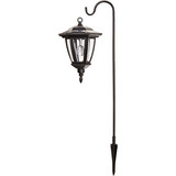 Negro Vintage Shepard Hook Solar Lantern Luz Al Aire Libre