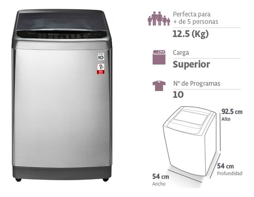 Lavadora LG Carga Superior 12,5 Kg Smart Drum Con Inverter