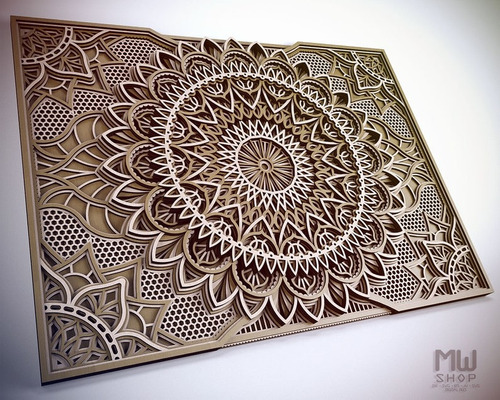 Panel Mandala Multicapa Cuadro Decorativo De 40x55cm Pintado