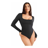 Body Forrado Mujer Manga Larga Escote Cuadrado