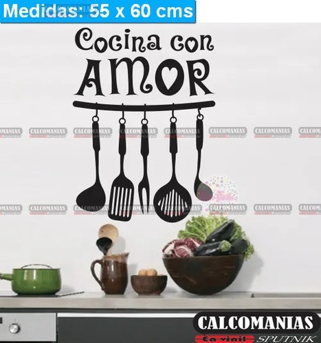 Calcomania Vinil Cocina Con Amor 