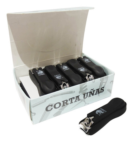 Corta Uñas 12 Pzs Acero Negro Ahulado Pedicura Manicura Lobo