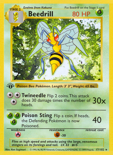 Beedrill 17/102 Pokemon Card Base Set Original