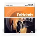 Daddario Cuerdas Ej10 Acustica Bronze 80/20 (10-47) Nuevas