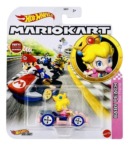 Carro Hotwheels Mario Kart Baby Peach Pipe Frame Color Rosa