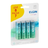 Cartela De 8 Pilhas Aa Pequenas Alcalina Elgin Pacote Eco