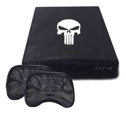 Funda Antipolvo Ps4 Punisher +2 Fundas P/ Joystick- Ecocuero