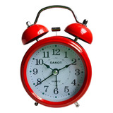 Reloj Vintage Despertador Campana Rojo A Pila Con Luz Dakot