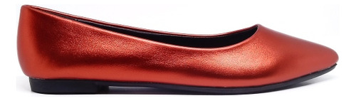 Zapatos Mujer Flats Metálico Rojo