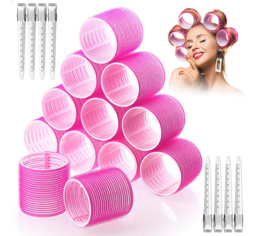 Rizadores De Pelo Jumbo 60mm, 12 Rodillos Y Pinzas