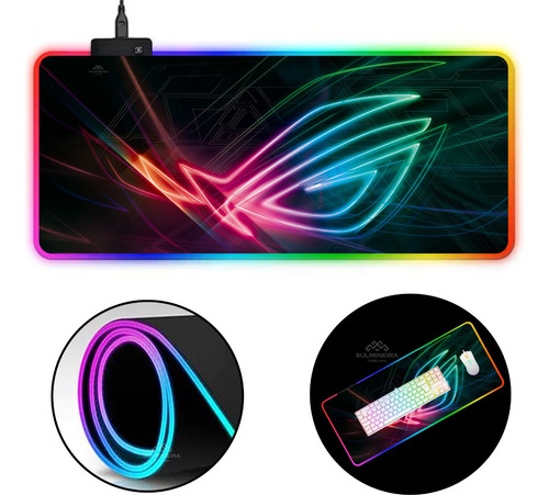 Mouse Pad Gamer Neon Rgb Extra Grande Speed Usb 80x30cm Led