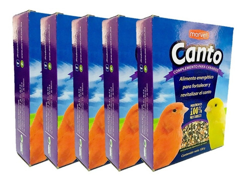 5 Cajas De Alimento Canto 120 G. Para Canarios 