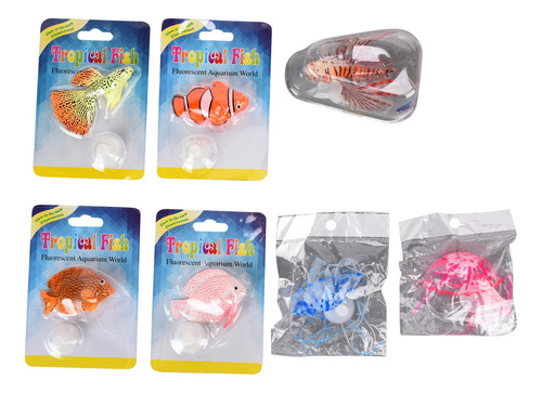 Juego De Peces De Silicona Artificial Para Acuario, 7 Piezas