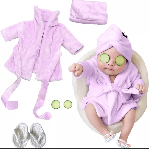 Body Newborn Roupão Saída De Banho Bebê Infantil 4 Peças  