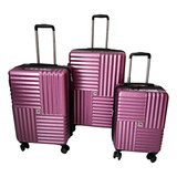 Set 3 Maletas De Viaje Travel Republic Tr-retro-03 Rd Rosa Color Rosa Chicle