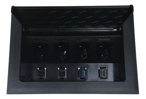 Caixa De Tomada Embutir 4 Tomadas 2 Rj45 1 Usb 1 Hdmi Preto