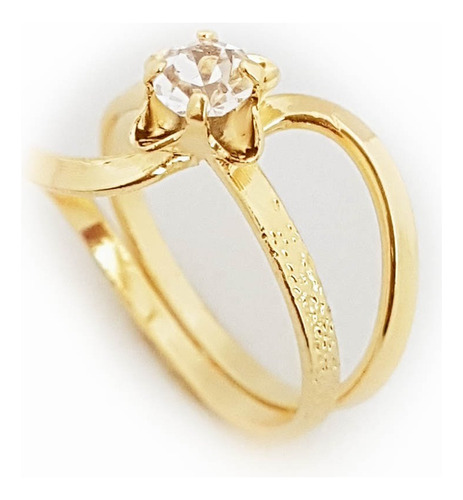 Anel Feminino Infinito Pedra Brilhante Folheado A Ouro 18k