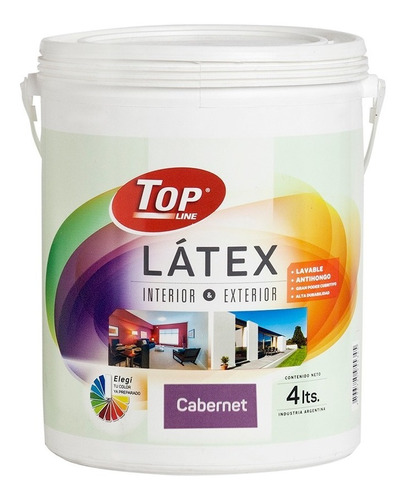 Pintura Latex Lavable 4 Litros Colores Topline Int/ext