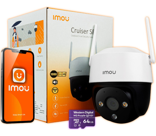 Cámara Seguridad Cruiser 2mp Wifi Exterior Ip + Sd 64 Gb Wd