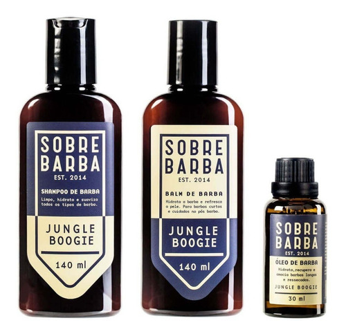 Kit De Barba Shampoo + Balm + Óleo Sobrebarba Jungle Boggie