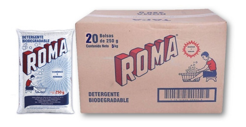 Caja 20 Pack Detergente En Polvo Roma Multiusos 250gr C/u