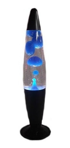 Lampara Lava Lava  Negro Base Transparente Liquido Azul 239