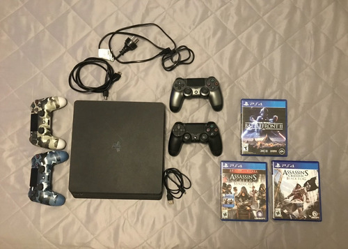 Sony Playstation 4 Slim 2019 / 1 Tb + 4 Joystick + 3 Juegos