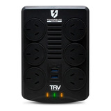 Estabilizador De Tension Trv Powersafe Usb 6tomas/usb/rj45