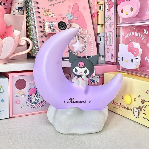 Lámpara Nocturna Kawaii Con Forma De Luna Kuromi Cinnamoroll