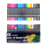 Plumones Dual Brush Pens Marcadores Doble Punta 24 Colores